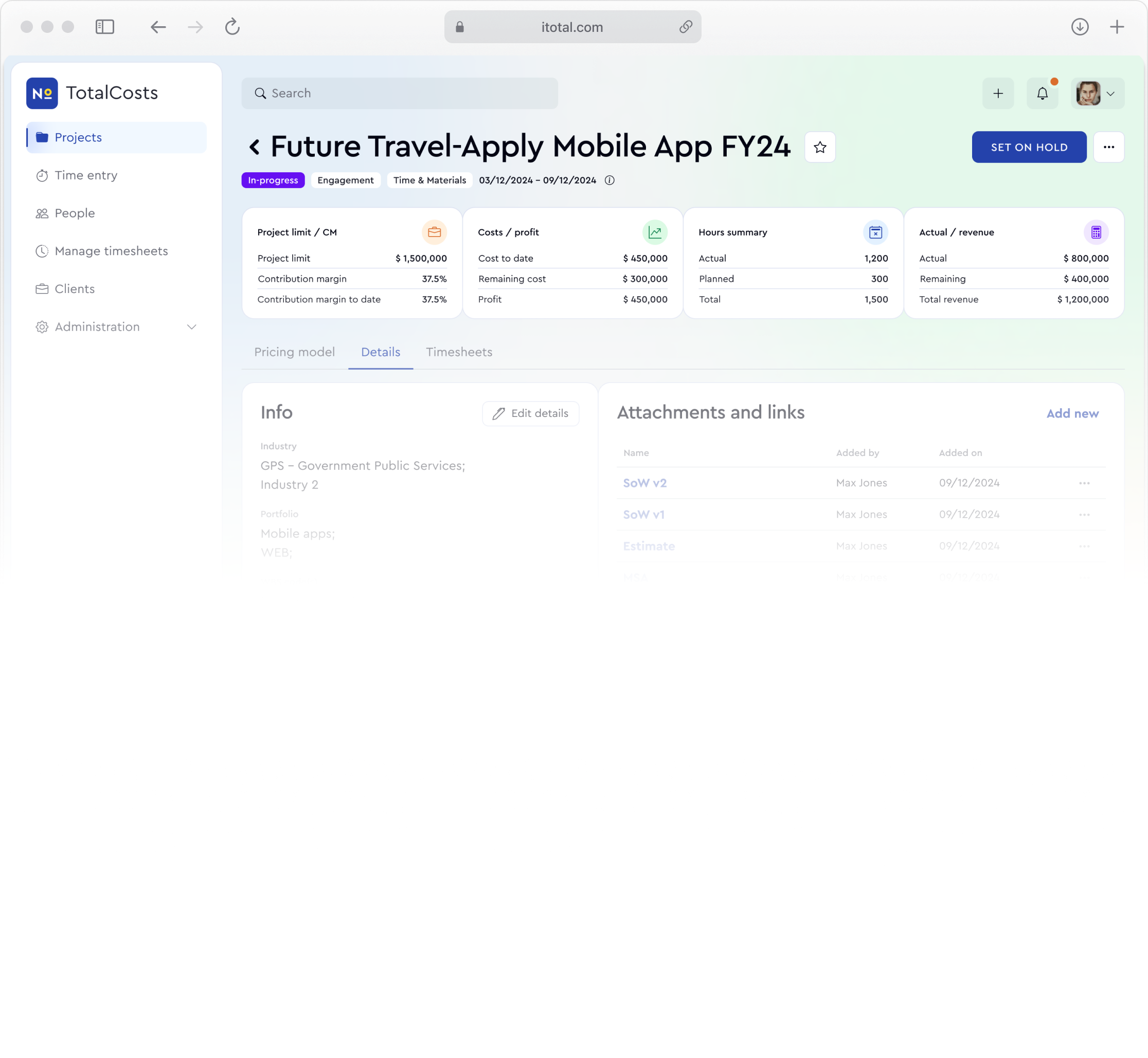 iTotal dashboard preview